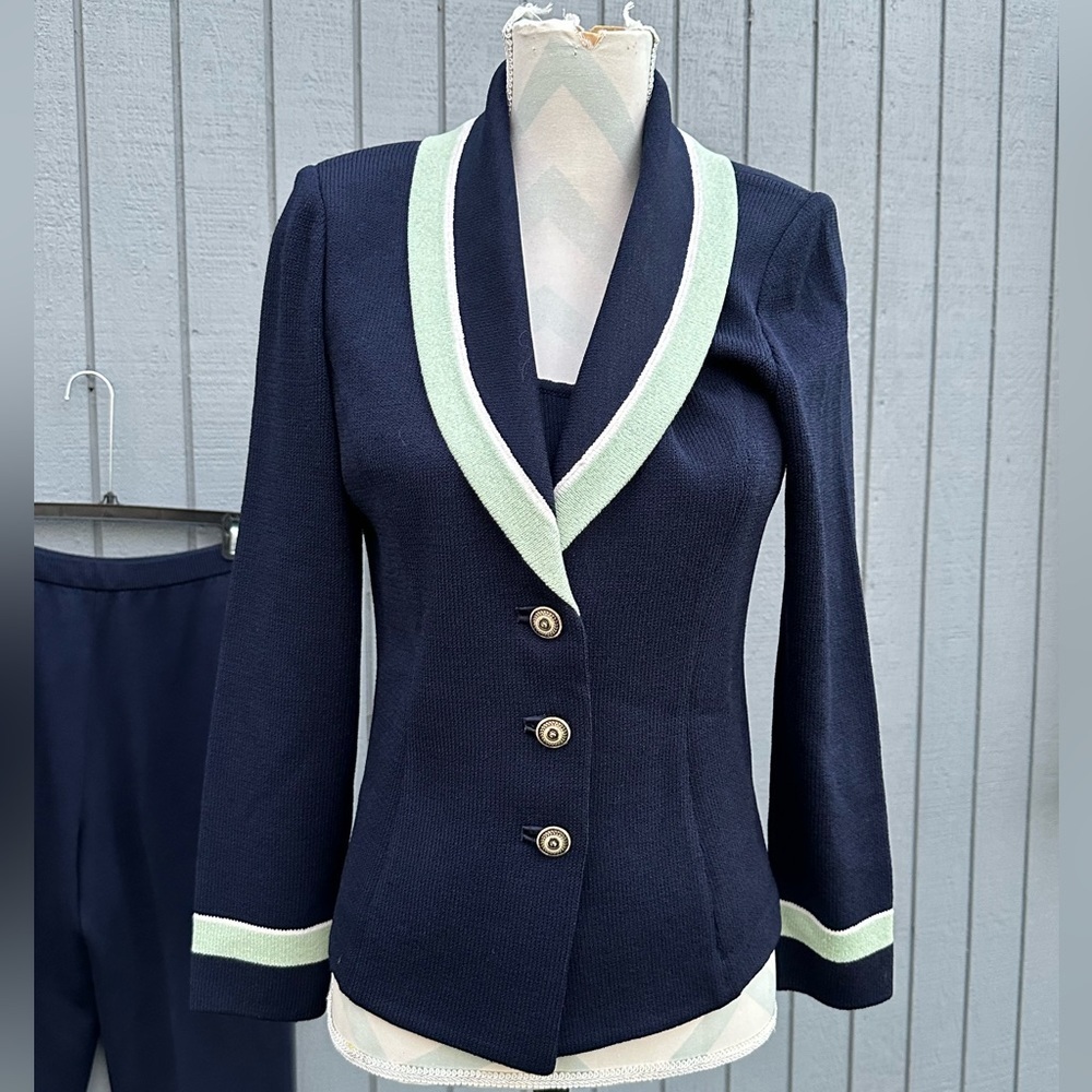 St. John 3 Piece Navy Blue Pant Set